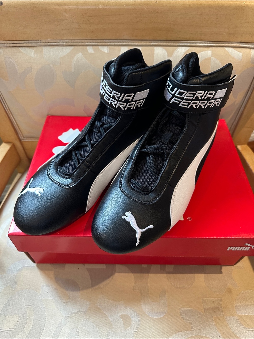 Puma Black White Scuderia Ferrari High-Top Racing Sneakers- Brand New in Box